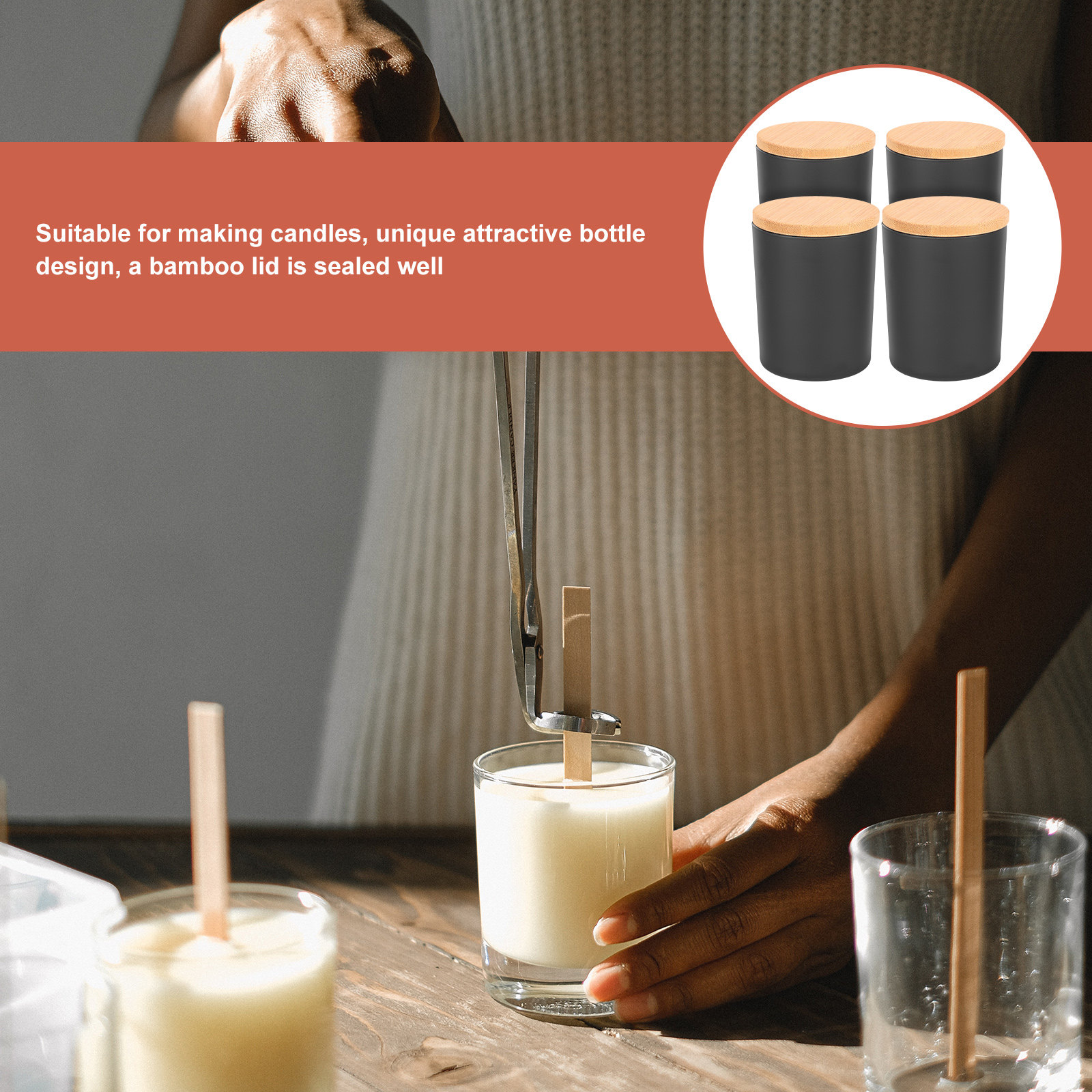 Ensemble de 4 pots en verre po - Candle Making Jars With Lids avis et prix